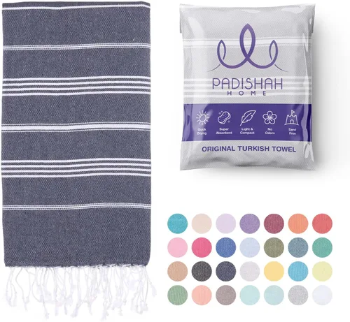 Vista 51 de Toalla de playa turca de gran tamaño, 38 x 71 pulgadas, 100% algodón turco, sin arena, de secado rápido, toalla turca extragrande, toalla turca