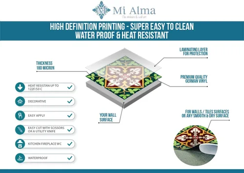 Vista 8 de Adhesivos para azulejos, 24 piezas, auténticos azulejos tradicionales de Talavera, calcomanías para azulejos de baño y cocina, fáciles de aplicar