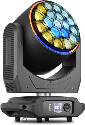 Vista 10 de SHEHDS - Luces de cabeza móvil LED 19X20W Beam/Wash/Zoom/Dazzle/Efecto Strobe RGBW 4en1 Big Bee Eye luces de escenario 4-45°Ángulo de haz CTO Modo