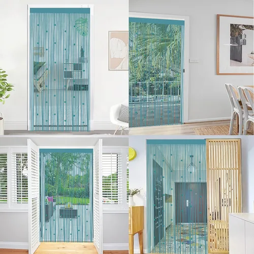 Vista 7 de Cortina de cuentas para puerta con borlas, panel de ventana con cuentas, divisor de habitación, decoración de pared, cortinas de armario