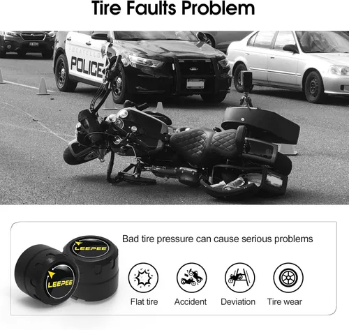 Vista 4 de leepee Sistema de monitoreo de presión de neumáticos de motocicleta, alarma de presión y temperatura de neumáticos, TPMS inalámbrico