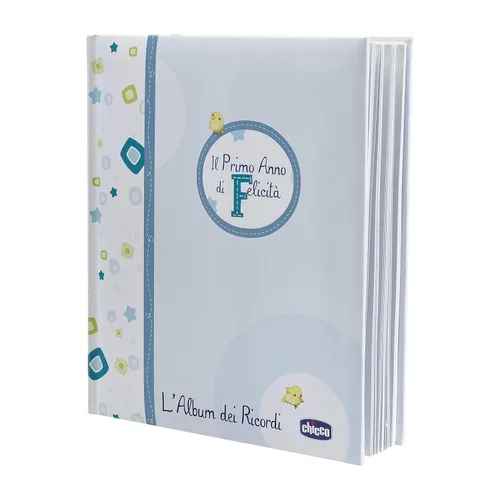 Chicco Álbum de recuerdos, libro de nacimiento para bebés y niños, diario con espacios para notas y fotos, azul, idea de regalo, bebé