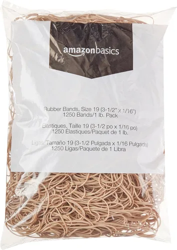 Vista 10 de Amazon Basics Bandas de goma, tamaño 19 (3-1/2 x 1/16 pulgadas), 1250 bandas/paquete de 1 libra, paquete de 3, marrón