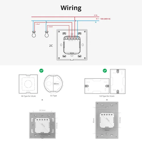 Vista 9 de SONOFF Interruptor de Luz Inteligente, WiFi 2.4GHz Interruptor Inteligente, Cable Neutro Requerido, Control de Voz con Alexa y Google Home, Botón