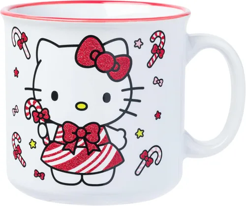 Vista 13 de Silver Buffalo - Taza grande de cerámica estilo cámper de Sanrio Hello Kitty y sus amigos con patrón a cuadros, 20 onzas