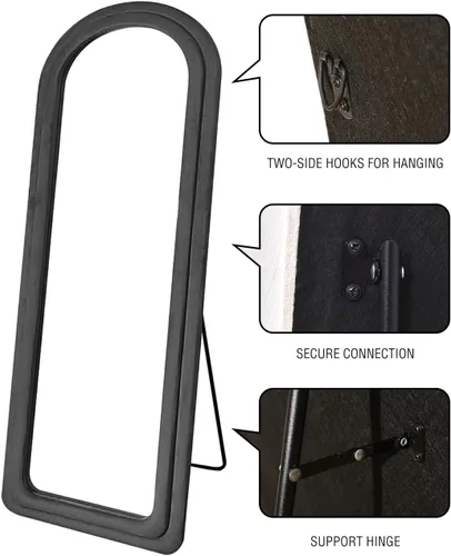 Vista 6 de Espejo de piso, espejo arqueado de longitud completa con soporte, espejo de piso de bebé, espejo de pared de longitud completa, espejo grande de 63