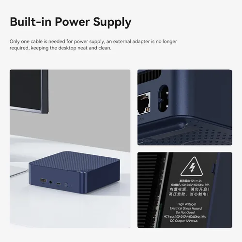 Vista 4 de Beelink U59 Mini PC 11 generación de 4 núcleos N5105, Mini computadora de oficina 16 GB DDR4 500G SSD, pantalla dual 4K UHD 60Hz Dual