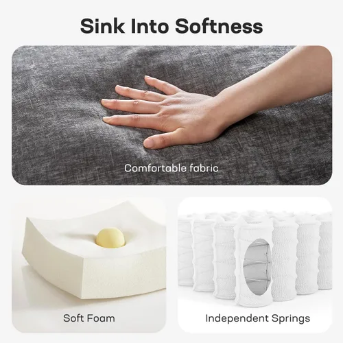 Vista 8 de Marsail Sofá cama extraíble, sofá cama tamaño Queen con colchón de espuma viscoelástica, 2 puertos de carga USB y fundas extraíbles, sofá biplaza