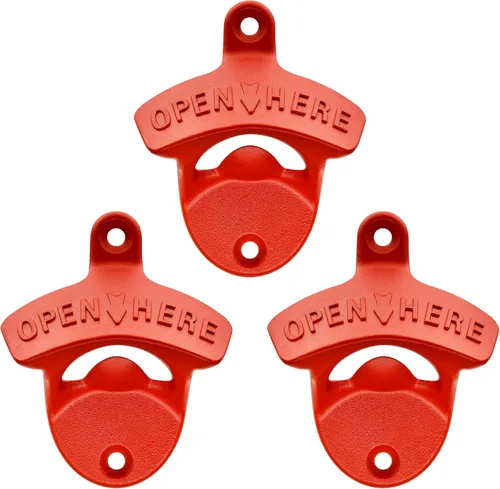 Vista 9 de Abrebotellas de bronce antiguo montado en la pared abrebotellas de cerveza montado en la parte superior para regalos