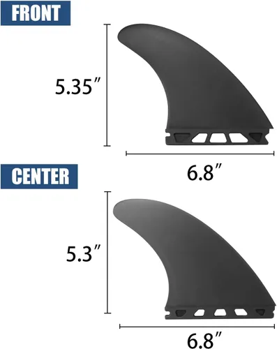 Vista 5 de Juego de 3 aletas para tabla de surf con 1 tornillo de aleta sin herramientas, aletas de empuje reforzadas con fibra de vidrio para longboard, tabla