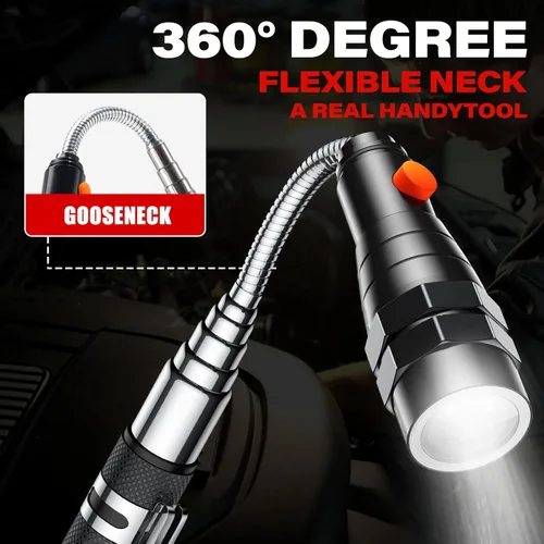 Vista 3 de Regalos para papá, herramienta de recogida magnética, herramienta de recogida magnética telescópica con linterna LED de 3 LED, regalos de Navidad