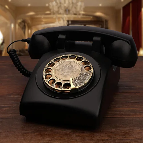 Teléfono fijo con cable retro, diseño giratorio clásico, escritorio antiguo para el hogar y la oficina