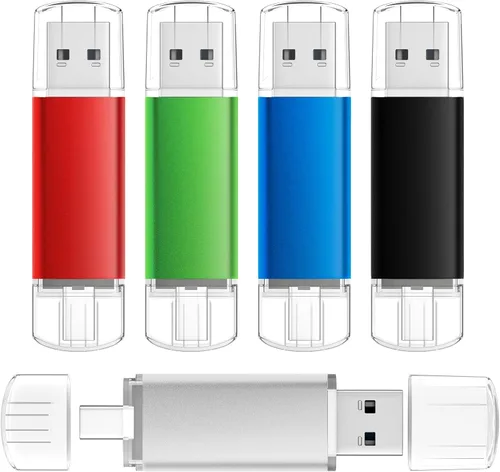 Vista 10 de AreTop Memoria USB C de 4 GB USB 2.0 Dual Flash Drive 2 en 1 portátil tipo C compatible con iPhone 16/15, teléfono inteligente Android