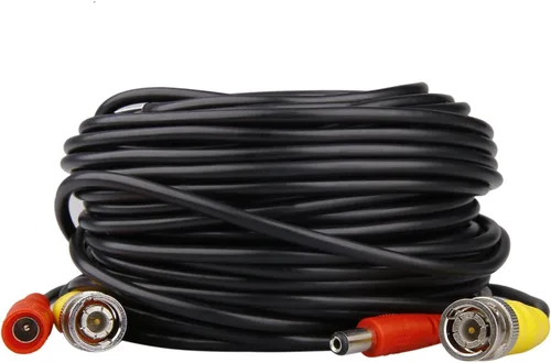 Vista 9 de Paquete de 4 cables de alimentación de video BNC todo en uno de 98.4 ft/100 pies, cables de cámara de vigilancia de extensión para instalación