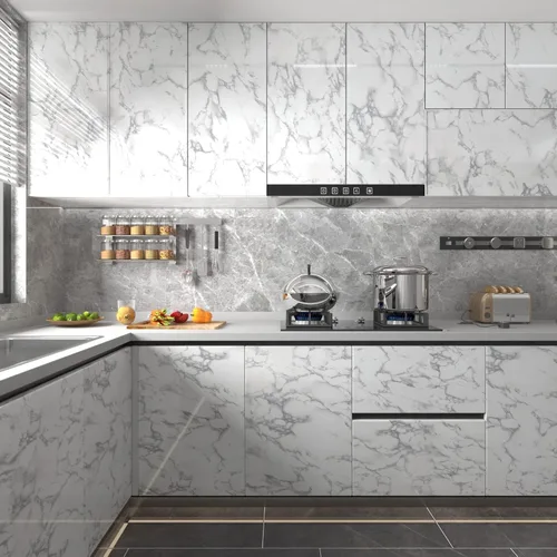 Vista 4 de Papel de contacto de mármol gris de 15.7 x 78.7 pulgadas, papel de pared para despegar y pegar, película de vinilo, autoadhesivo, extraíble