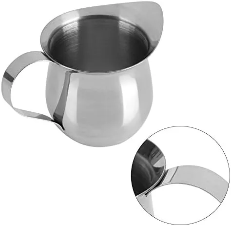 Vista 3 de Jarra de espuma de leche de 8.1 fl oz, taza de cocina de acero inoxidable con acabado espejo, boca ancha con boquilla de vertido