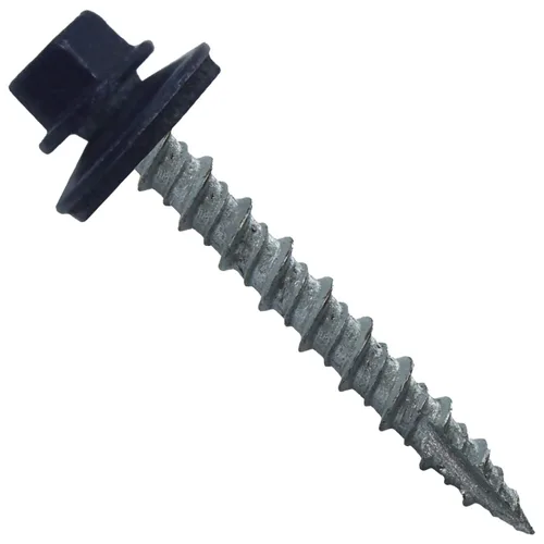 Vista 10 de Tornillos para techos de metal: (250) Tornillos de techo de chapa metálica gris ABC de 10 x 1-1/2" ABC. Tornillos para revestimiento de metal a
