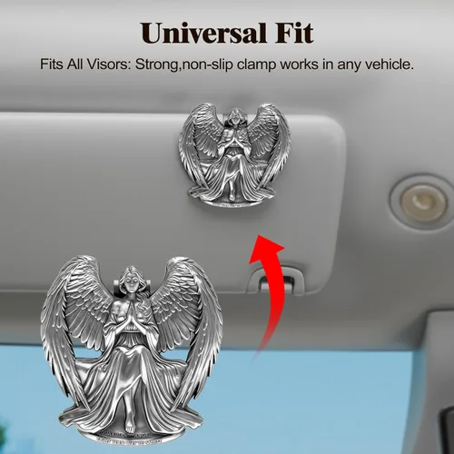 Vista 3 de PloreWay Clip de visera solar de ángel de la guarda: un compañero de viaje simbólico para su seguridad y protección