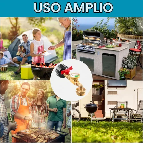 Vista 3 de QCC1 Adaptador de codo de repuesto de propano con medidor de tanque de propano, adaptador de recarga de propano de 90 grados con válvula de control