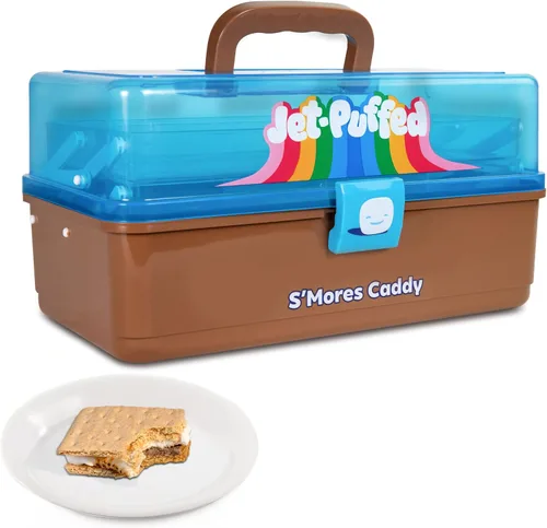 Vista 8 de Nostalgia Máquina eléctrica S'mores de mesa para interiores, kit de Smores con palitos para asar malvaviscos y 4 bandejas Lazy Susan para galletas