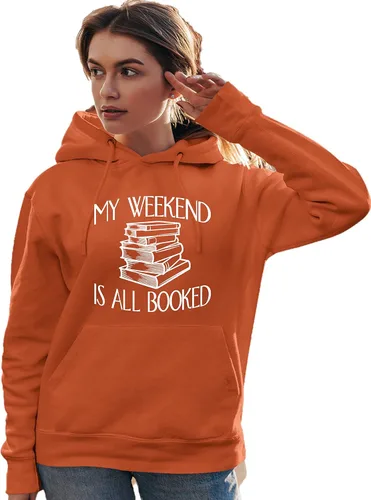 Vista 7 de Go All Out My Weekend Is All Booked Funny Book Reading Lover - Sudadera con capucha para hombre y mujer Negro