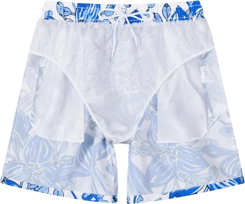 Vista 3 de MADHERO Traje de baño para hombre, estilo vintage, floral, de secado rápido, con forro de malla