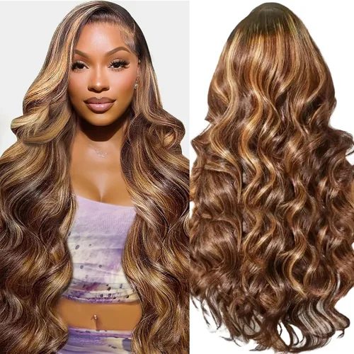 Vista 10 de Peluca de cabello humano con encaje frontal de onda corporal, rubio 613, 13x4, brasileña, 200 de densidad, nudos blanqueados pre arrancados