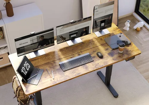 Vista 6 de Claiks - Escritorio eléctrico de pie, escritorio de altura ajustable para trabajar sentado o de pie, escritorio de oficina en casa con tablero