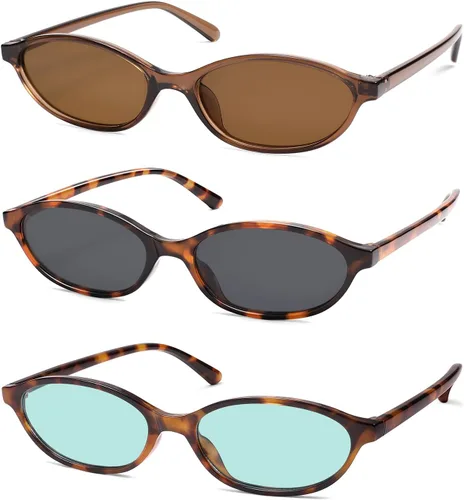 Vista 32 de Gafas de sol retro ovaladas de ojo de gato para mujer, Y2k, gafas de sol estrechas de moda, gafas de sol de diseñador AR82253
