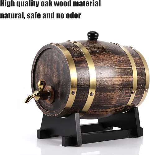 Vista 3 de Mini barril carbonizado para el envejecimiento de cócteles, barril de roble de 3 litros con grifo, bourbon, whisky, ginebra y salsa picante