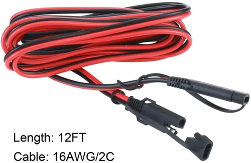 Vista 2 de AEISVIK Cables de Carga de Batería SAE TO SAE 12V-24V Cable de Extensión de Desconexión Rápida de 2 Pines Con Tapa Antipolvo Cable de Conexión DC