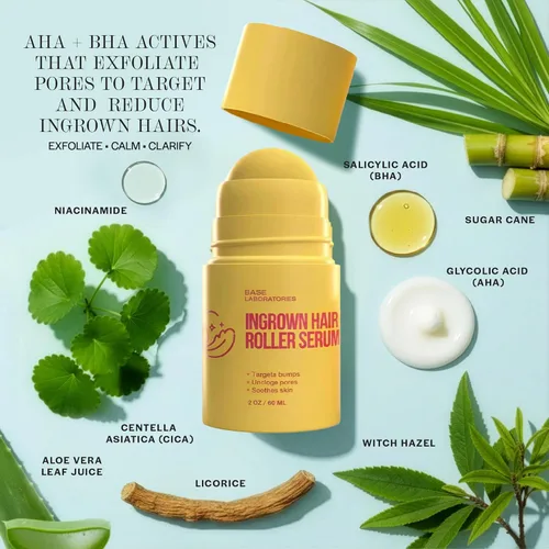 Vista 10 de Base Laboratories Tratamiento para el cabello encarnado – Suero Roller – Suero para suavizar la piel para pelos encarnados y protuberancias