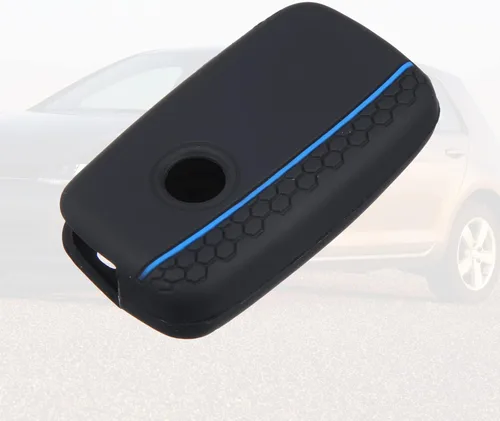 Vista 6 de X AUTOHAUX Funda protectora de silicona negra para llave de coche sin llave para Volkswagen CC Eos GTI Golf Jetta 3 botones