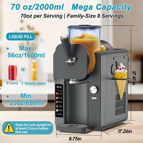 Vista 3 de Máquina para hacer helados, máquina de granizado para el hogar, máquina de granizado de 70 onzas, máquina de margarita con 6 programas