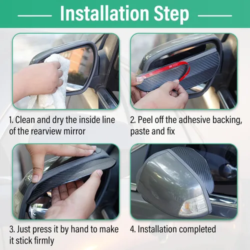 Vista 5 de Kewucn 2 PCS Cejas de Visor de Lluvia para Espejo, Protectores de Visor de Lluvia Impermeables para Espejos Laterales de Automóvil, Accesorios
