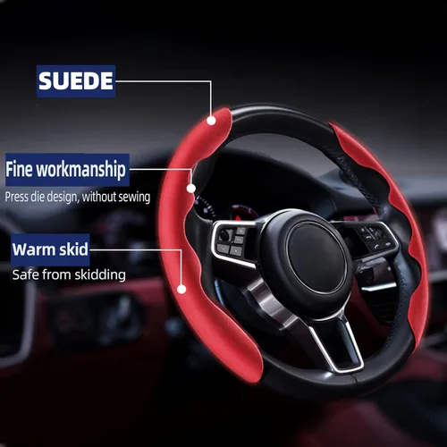 Vista 5 de Funda antideslizante para volante, protector segmentado seguro y antideslizante, accesorio de automóvil y duradero, fácil de instalar para volantes