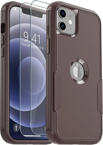 Vista 17 de Funda para iPhone 12, 2 protectores de pantalla de vidrio templado, 10 pies a prueba de caídas, antideslizante, a prueba de golpes, para iPhone 12