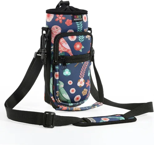 Vista 28 de Bolsa para botella de agua Nuovoware, soporte para botella de agua de 25oz/40oz/64oz, correa de mano ajustable, 2 bolsillos de neopreno, accesorios