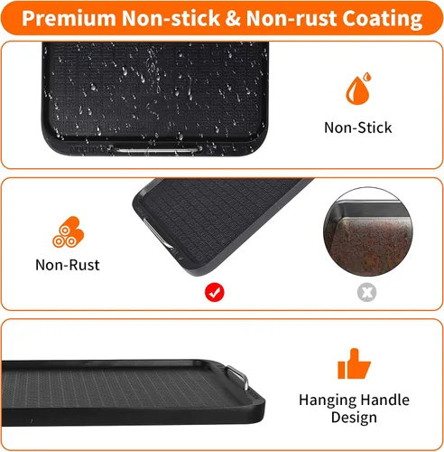 Vista 5 de Plancha plana para estufa, sartén antiadherente, parrilla superior para estufa, 14.96 x 8.66 pulgadas, funciona con Power XL, Chefman, Carl Schmidt