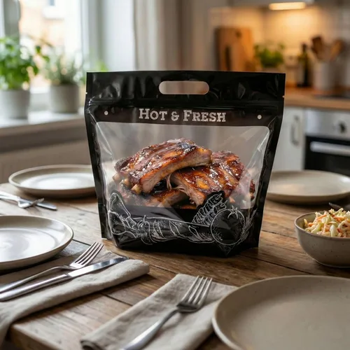 Vista 4 de Restaurantware - Bolsas de plástico para entrega de alimentos de 12.7 x 5.7 x 10.4 pulgadas, bolsas calientes para entrega de alimentos, ventana