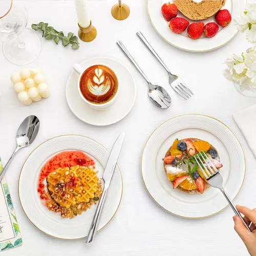 Vista 9 de Juego de cubiertos negros KINGSTONE, juego de 20 piezas de cubertería forjada de acero inoxidable premium, servicio para 4, para cocina, hogar