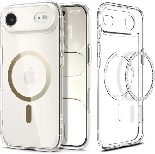 Vista 47 de Spigen Funda para iPhone 15 Pro Max, ultra híbrida MagFit [antiamarilleo] [compatible con Magsafe] - titanio natural escarchado