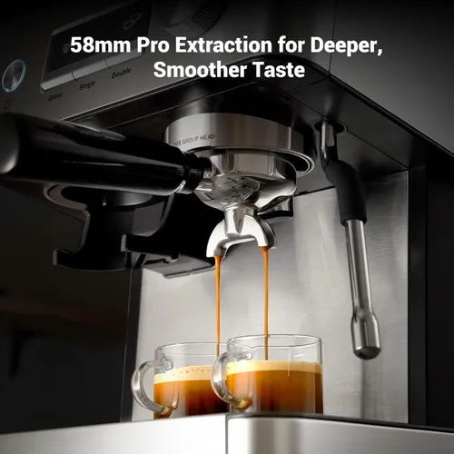 Vista 3 de Gevi Máquina de café espresso de 20 barras con molinillo y espumador de leche, cafetera profesional para el hogar, capuchino y café con leche