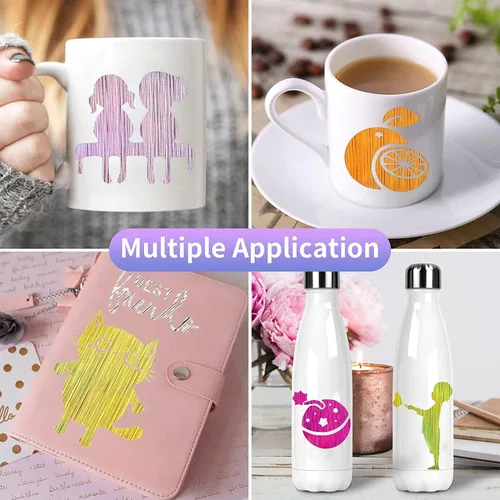 Vista 7 de Lya Vinyl - Paquete de 10 hojas de vinilo adhesivo permanente cepillado autoadhesivo, hojas para decoración del hogar, tazas, vasos, ventanas