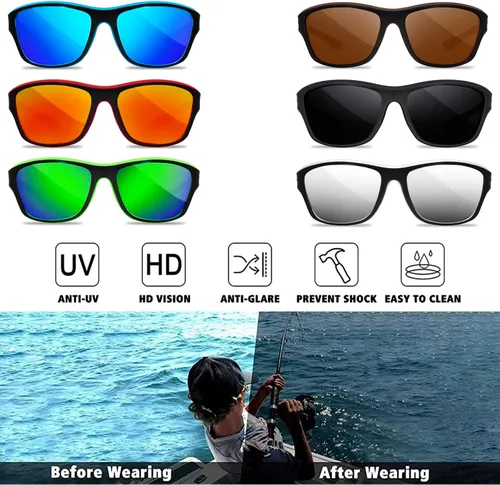 Vista 2 de Tskestvy 3 pares de lentes de sol polarizados para hombre, con protección UV, para correr, pesca, ciclismo, conducción, 3 pares
