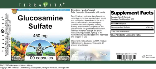 Vista 4 de Terravita Sulfato de Glucosamina - 450 mg (100 Cápsulas, ZIN: 511795)