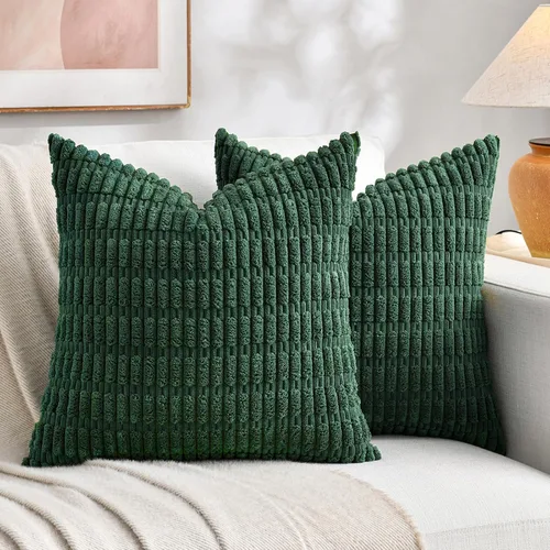 Vista 307 de Fancy Homi Paquete de 2 fundas de almohada decorativas color verde azulado de 18 x 18 pulgadas para sala de estar, sofá, cama, sofá, rústico