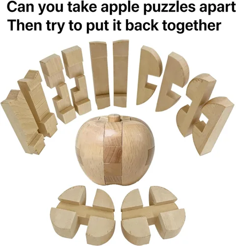 Vista 4 de RICHOOSE Rompecabezas de madera de manzana para adultos, desafiantes juegos de lógica de coeficiente intelectual 3D para adolescentes de 14 años