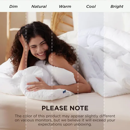 Vista 9 de Bedsure - Relleno de edredón acolchado tamaño Queen Plus, para todas las estaciones, ropa de cama alternativa de plumón GentleSoft, con 8 pestañas