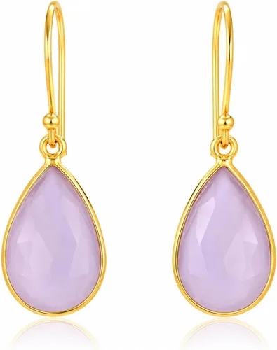 Vista 23 de Aretes de ágata musgo verde de 0.472 x 0.709 in con forma de pera de plata de ley 925, aretes de piedras preciosas hechos a mano, juego de bisel